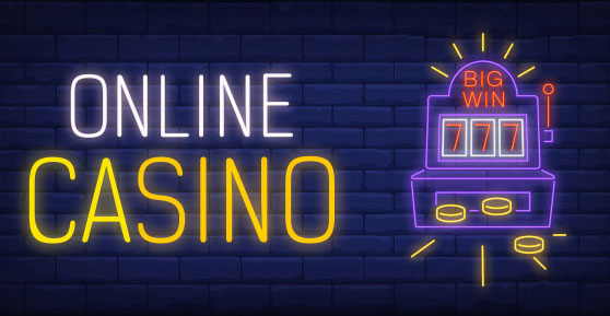 Online Casino Neon Sign Winning Slot Machine