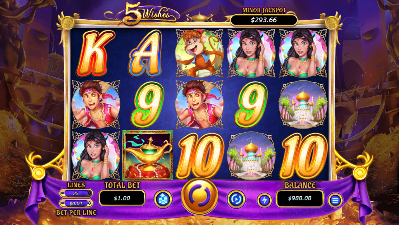 Gameplay on 5 Wishes Slots